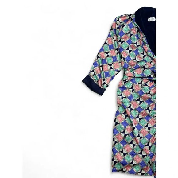 Cypress Multicolored Pattern Satin Terrycloth Lined Spa Heavyweight Robe - Picture 4 of 10